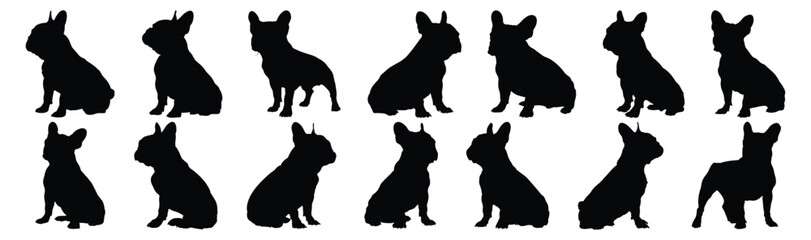 Bulldog silhouette set vector design big pack of illustration and icon