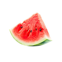 Succulent Slice of Juicy Watermelon with Seeds on White Background