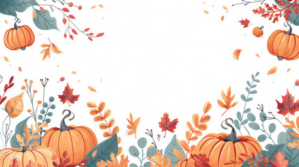 Cute thanksgiving frame card template minimalist flat vector colors