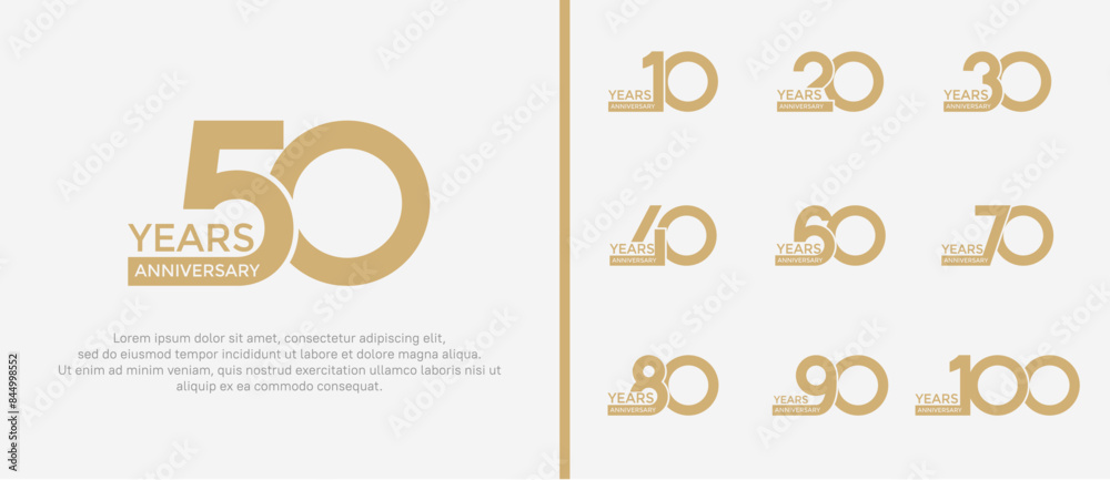 Wall mural anniversary logo style set with brown color can be use for celebration moment - Wall murals