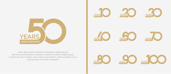 anniversary logo style set with brown color can be use for celebration moment