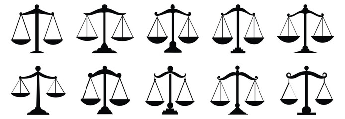 Justice scale silhouette set vector design big pack of illustration and icon