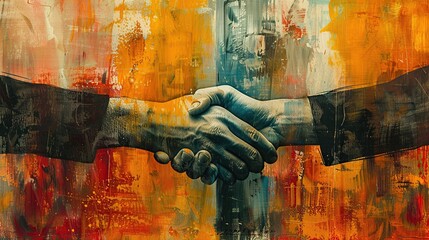 Abstract Handshake: A Brushstroke of Unity