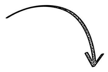 single black arrow curving downward, indicating direction or movement.