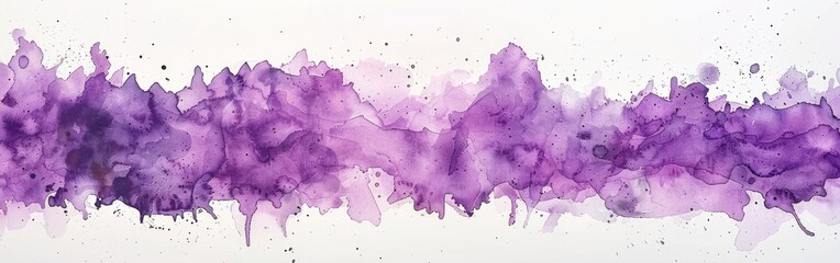 Purple Watercolor Splashes on White Background - Abstract Painting Illustration