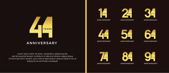 Naklejka premium anniversary logo style set with golden color can be use for celebration moment