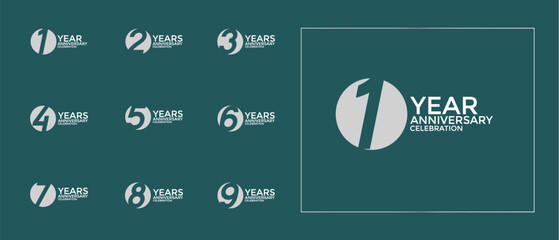 anniversary logo style set with yellow and white color can be use for celebration moment