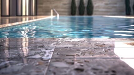 Swimming Pool with Tiled Floor Design