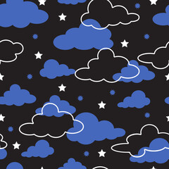 Nighttime Serenade Stars and Clouds in Harmony