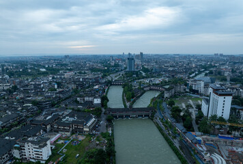 Aerial view of landscape in dujiangyan,Sichuan province,China