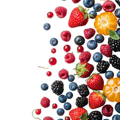 Summer berries assortment, close-up theme summer and isolated on a white background-PNG