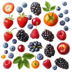 Summer berries assortment close-up-PNG