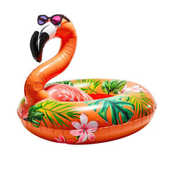 theme summer and isolated on a white background Flamingo inflatable pool float-PNG