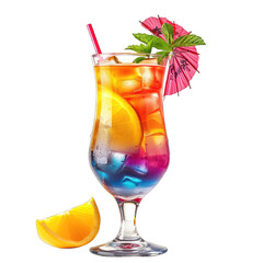theme summer and isolated on a white background Vibrant cocktail drink