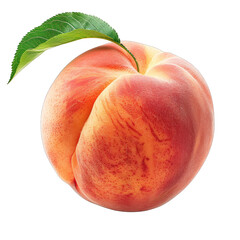 Fresh peach, close-up theme summer and isolated on a white background
