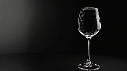 Wine Glass Line Drawing the glass : Generative AI