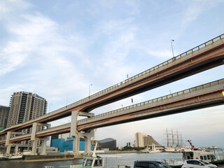 Obraz premium highway bridge in Japan port