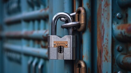 A silver lock is attached to a metal bar