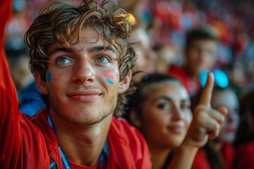 Obraz premium Spectator with face paint at a sports event