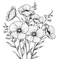 Hand drawn simple flower design on white background