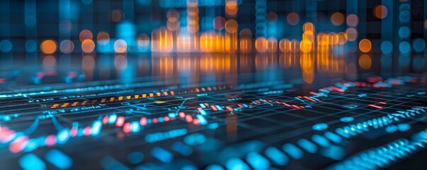 Abstract financial data display on screen