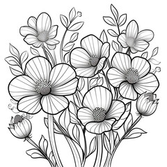 Hand drawn simple flower design on white background