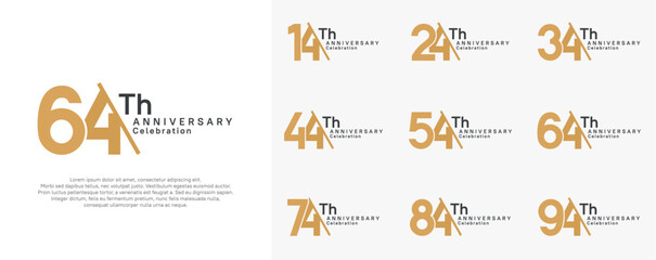 anniversary logotype vector set. brown and black color with slash for celebration day