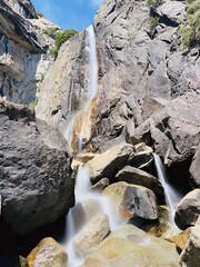 Close up shot of the amazing Yosemite Falls at Yosemite National Park in California.