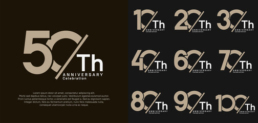 anniversary logo style vector set with slash brown and white color can be use for celebration