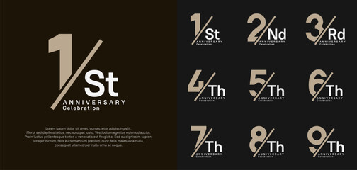 anniversary logo style vector set with slash brown and white color can be use for celebration