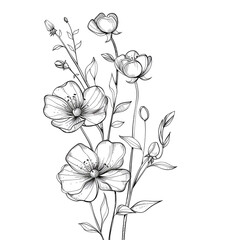 Hand drawn simple flower design on white background