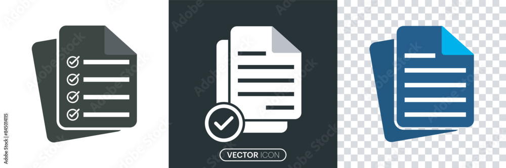 Fototapete  Document icon set. Paper document icon set. two colored and black folded written paper vector icons designed in filled, Edit document symbol. vector illustration.