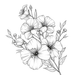 Hand drawn simple flower design on white background