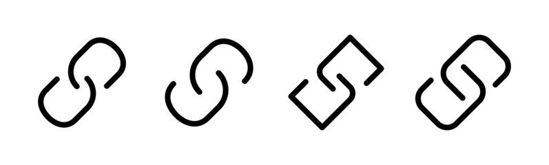 Link icon set. Hyperlink chain symbol.