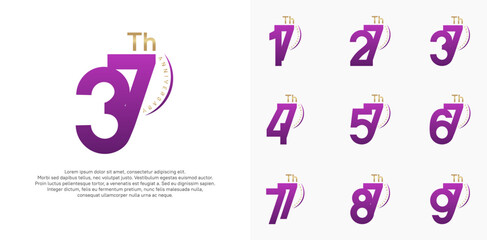 anniversary logotype vector set, purple and gold color can be use for special day celebration