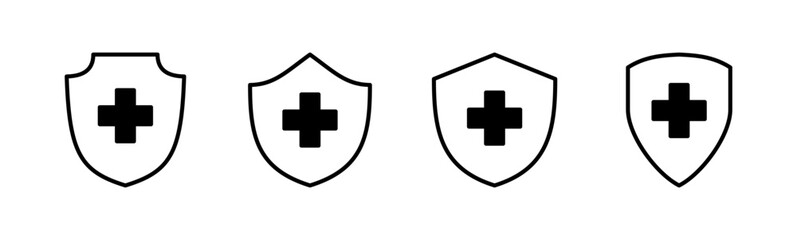 Health insurance icon set. Insurance health document icon