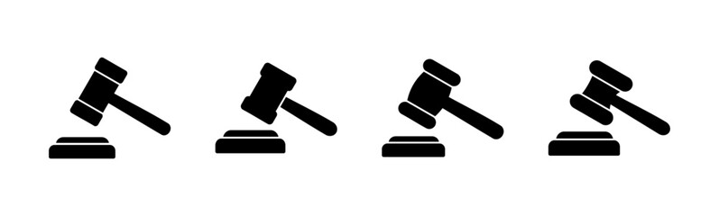 Gavel icon set. judge gavel icon vector. law icon vector. auction hammer