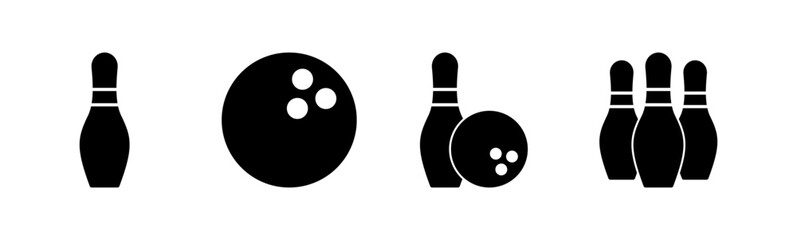 Bowling icon set. bowling ball and pin icon. bowling pins
