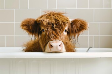 Bathroom Cute Highland Cow Funny Art 