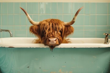 Bathroom Cute Highland Cow Funny Art 