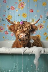 Bathroom Cute Highland Cow Funny Art 