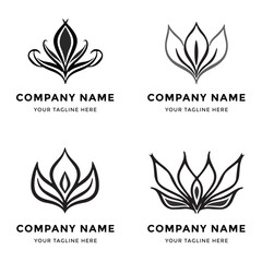 Lotus Flower Simple Minimalist Set Of logo Templates