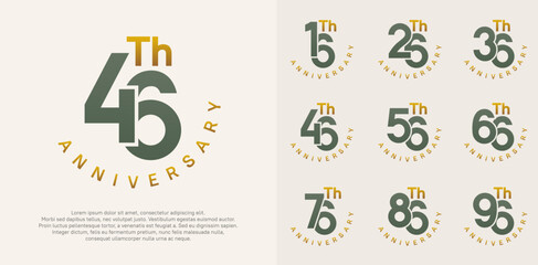 anniversary set vector design with green and gold color for celebration moment