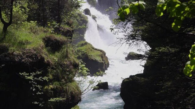 Traunfall, River Traun, Roitham am Traunfall, Traunviertel, Upper Austria, Austria, Europe