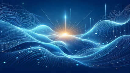 Abstract background a blue wavy lines in a blue background