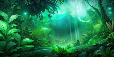 Naklejka premium Abstract nature collage featuring vibrant green foliage against a textured background, abstract, nature, collage, green, foliage, textured, background, design, prints, posters, artistic