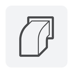 Hood wall vent cap vector icon. Square pipe galvanized steel sheet for ductwork by install end exhaust pipe from kitchen or factory on side wall exterior in ventilation system.
