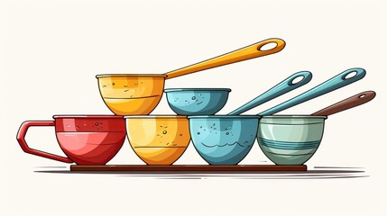 Measuring cups and spoons clipart, isolated on white background