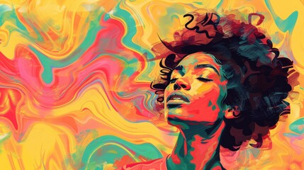 Hand drawn image on a vibrant backdrop