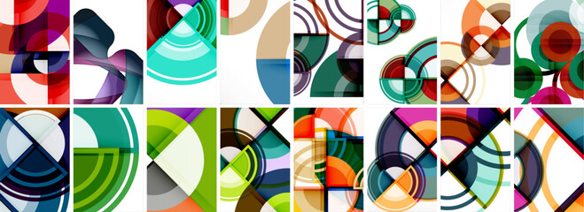 Set of trendy colorful circle geometric posters or abstract backgrounds. Vector Illustration For Wallpaper, Banner, Background, Card, Book Illustration, landing page